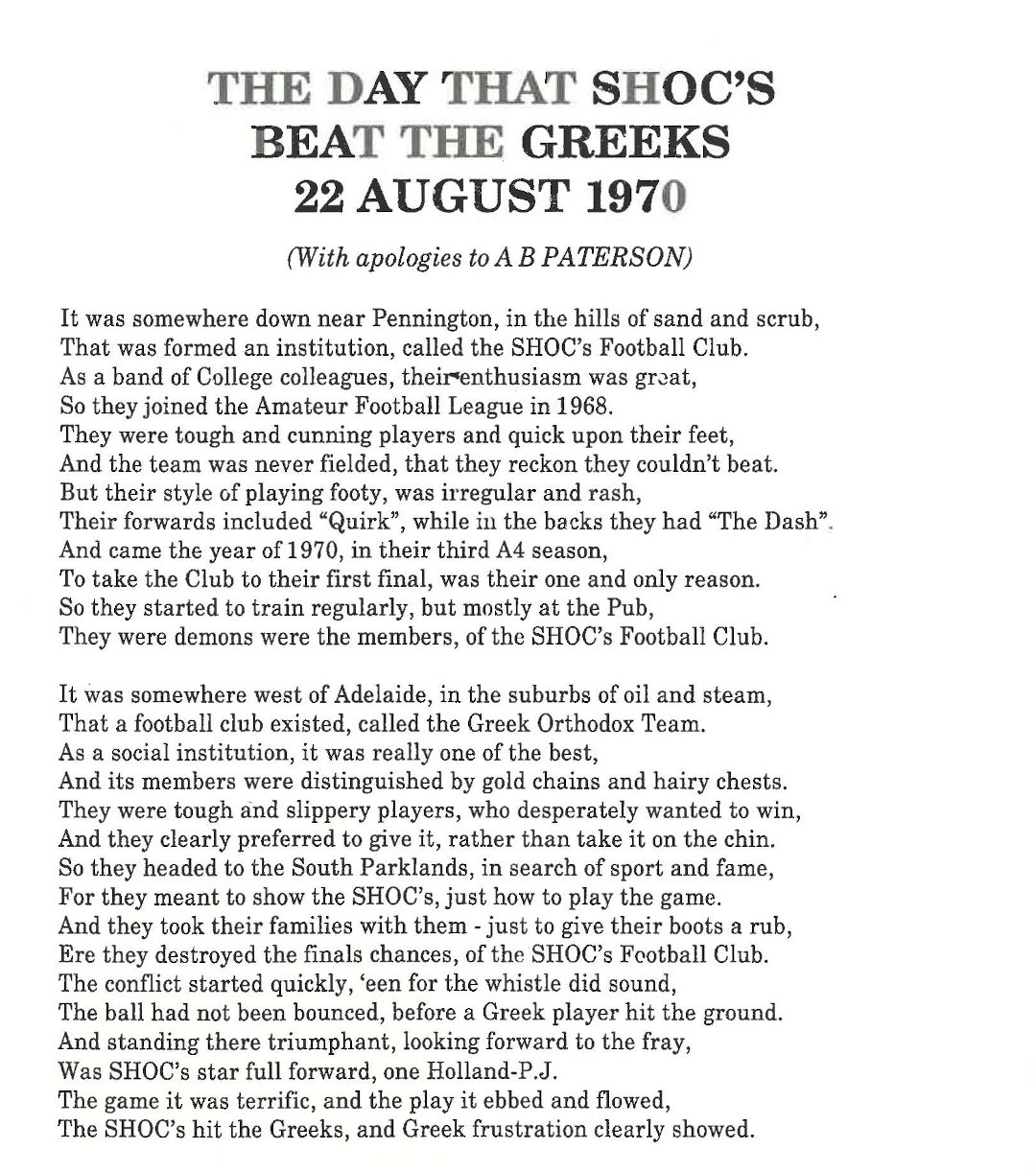 SHOC Football V The Greeks - By Bill Denny Optimised Pt1